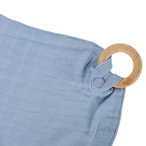 Muslin Security Blanket & Teether - Blue