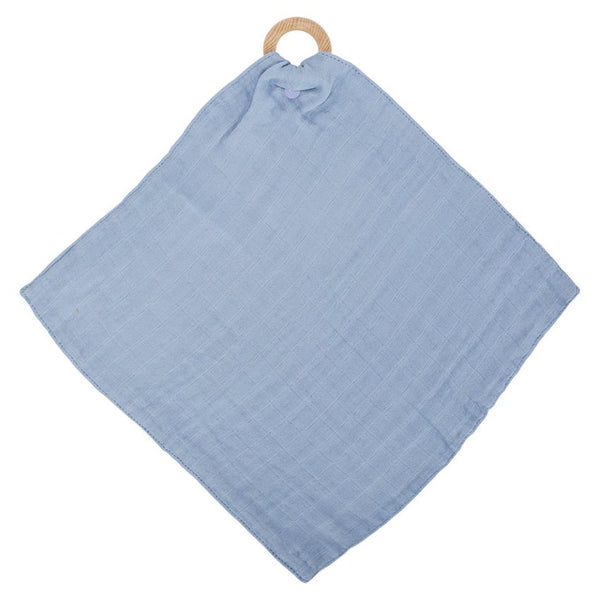 Muslin Security Blanket & Teether - Blue